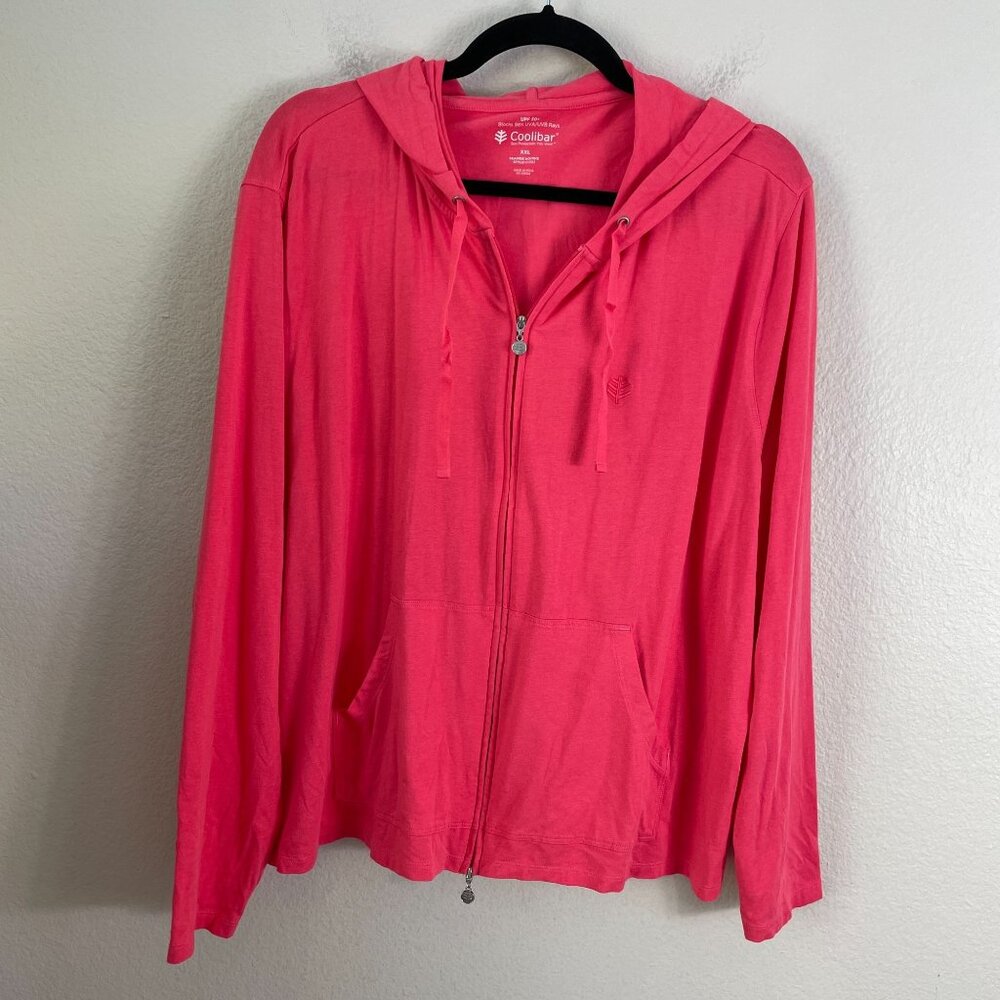 Coolibar Womens‎ Plus XXL UPF 50+ Seaside Zip Hoodie Sun Protection Pink Jacket